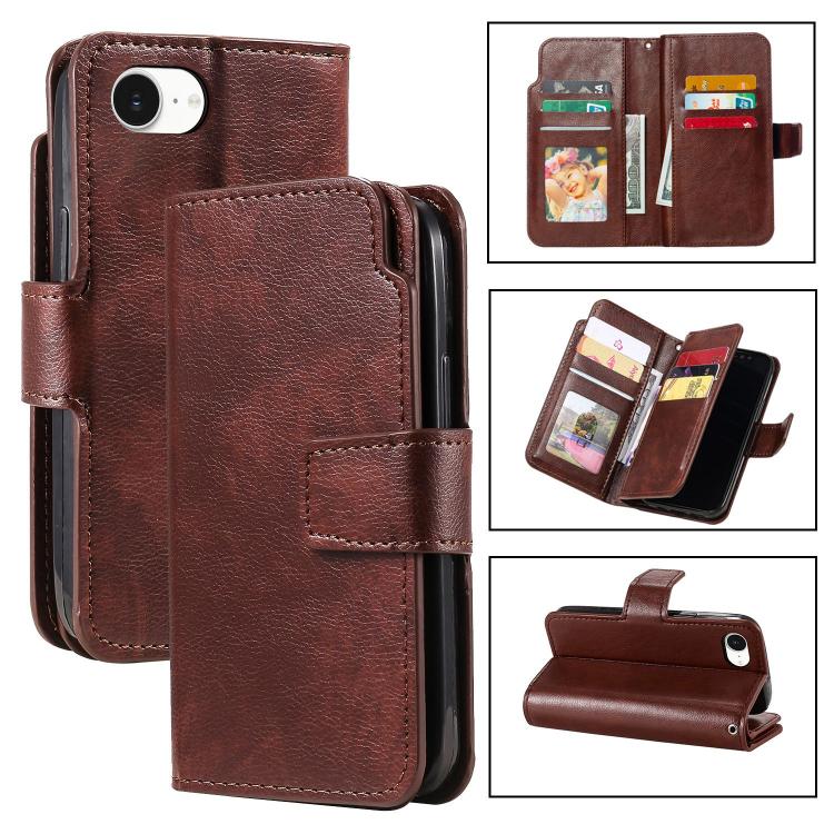 Custodia per cellulare in pelle con portafoglio triplo e 9 carte, For iPhone 18 Pro, For iPhone 18 Pro Max, For iPhone 17e / 16e, For iPhone 17 Pro Max