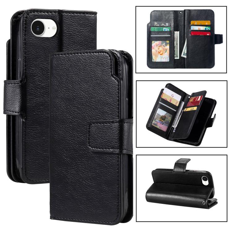 Custodia per cellulare in pelle con portafoglio triplo e 9 carte, For iPhone 18 Pro, For iPhone 18 Pro Max, For iPhone 17e / 16e, For iPhone 17 Pro Max