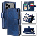 Custodia per cellulare in pelle con portafoglio triplo e 9 carte, For iPhone 18 Pro, For iPhone 18 Pro Max, For iPhone 17e / 16e, For iPhone 17 Pro Max