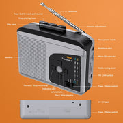 Convertitore da cassetta a MP3 Ezcap 234 Scheda di acquisizione audio con scheda TF radio AM / FM, Ezcap 234