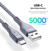 Cavo dati di ricarica da USB a USB-C/Tipo-C DUZZONA A8 2.4A, 1m, 2m