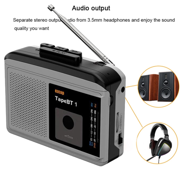 Ezcap 244 Tape BT 1 Lettore Bluetooth portatile Convertitore Walkman con radio FM / AM, Ezcap 244