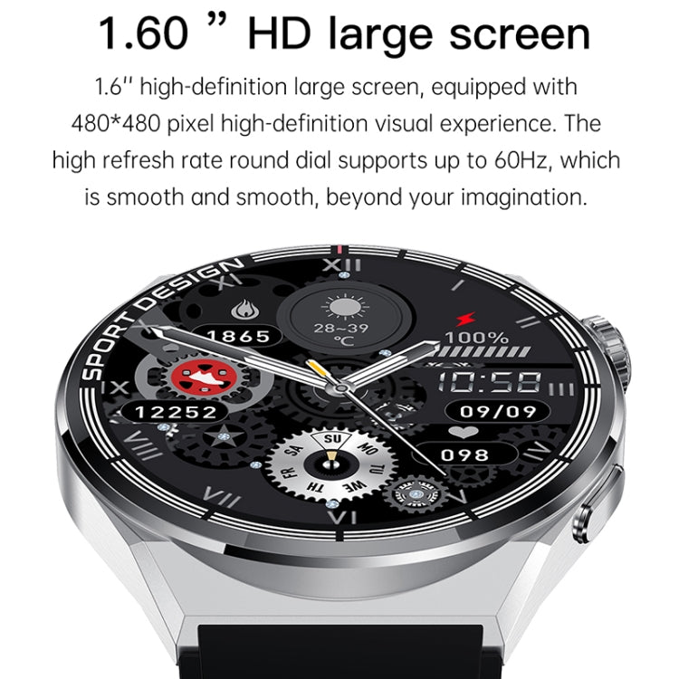HDT MAX 1,60 pollici quadrante nero cinturino in silicone IP68 orologio intelligente impermeabile supporto chiamata Bluetooth, Black Dial Silicone Band