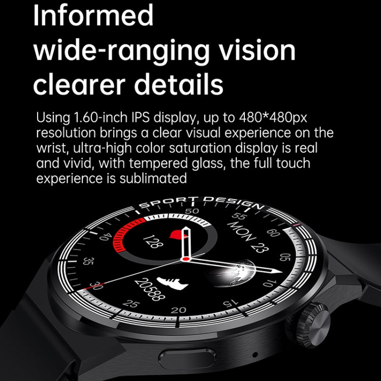 HDT MAX 1,60 pollici quadrante nero cinturino in silicone IP68 orologio intelligente impermeabile supporto chiamata Bluetooth, Black Dial Silicone Band