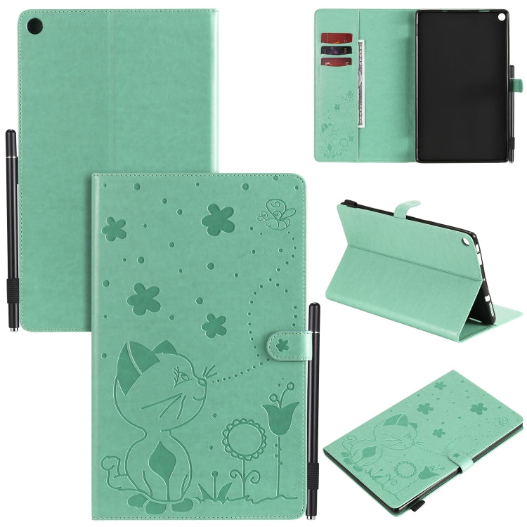 Cat Bee goffratura modello da tavolo antiurto per PC custodia protettiva orizzontale in pelle flip con slot per schede e portafogli e slot per penna e funzione sleep/sveglia, For Amazon Kindle Fire HD 10 (2015) / (2017)                                 ...