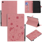 Cat Bee goffratura modello da tavolo antiurto per PC custodia protettiva orizzontale in pelle flip con slot per schede e portafogli e slot per penna e funzione sleep/sveglia, For Amazon Kindle Fire HD 10 (2015) / (2017)                                 ...