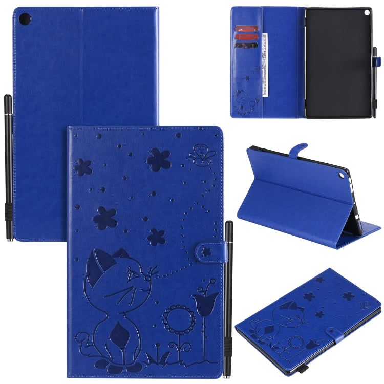 Cat Bee goffratura modello da tavolo antiurto per PC custodia protettiva orizzontale in pelle flip con slot per schede e portafogli e slot per penna e funzione sleep/sveglia, For Amazon Kindle Fire HD 10 (2015) / (2017)                                 ...