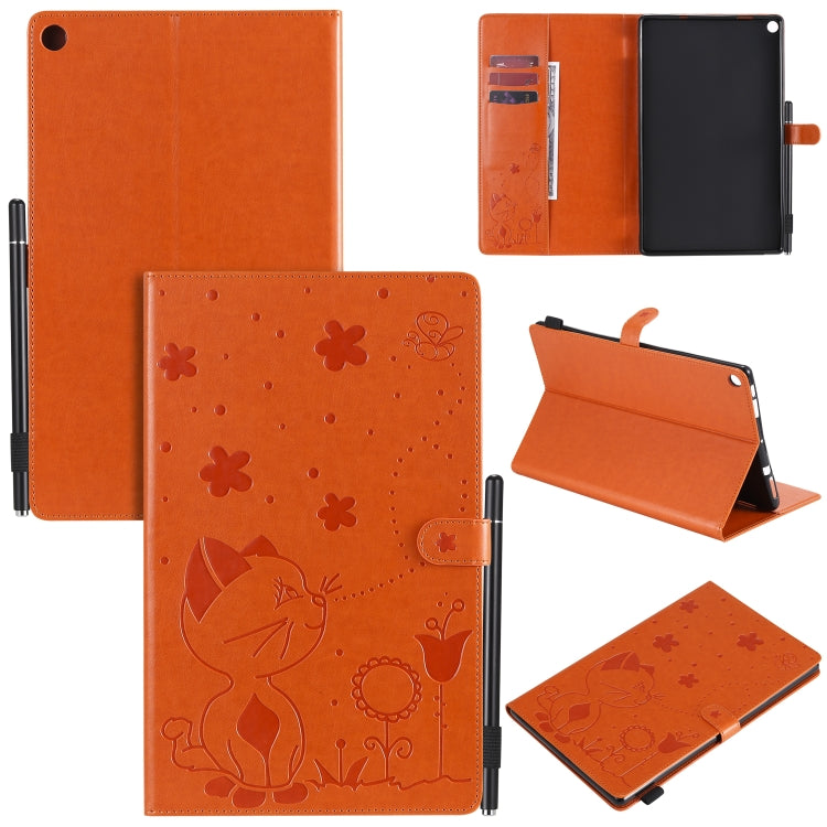 Cat Bee goffratura modello da tavolo antiurto per PC custodia protettiva orizzontale in pelle flip con slot per schede e portafogli e slot per penna e funzione sleep/sveglia, For Amazon Kindle Fire HD 10 (2015) / (2017)                                 ...