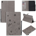 Cat Bee goffratura modello da tavolo antiurto per PC custodia protettiva orizzontale in pelle flip con slot per schede e portafogli e slot per penna e funzione sleep/sveglia, For Amazon Kindle Fire HD 10 (2015) / (2017)                                 ...