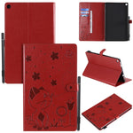 Cat Bee goffratura modello da tavolo antiurto per PC custodia protettiva orizzontale in pelle flip con slot per schede e portafogli e slot per penna e funzione sleep/sveglia, For Amazon Kindle Fire HD 10 (2015) / (2017)                                 ...
