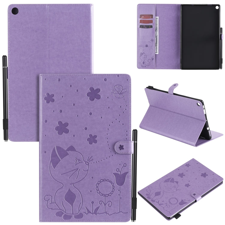 Cat Bee goffratura modello da tavolo antiurto per PC custodia protettiva orizzontale in pelle flip con slot per schede e portafogli e slot per penna e funzione sleep/sveglia, For Amazon Kindle Fire HD 10 (2015) / (2017)                                 ...