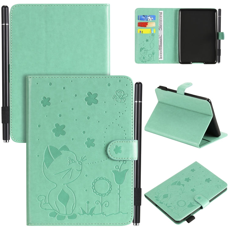 Cat Bee goffratura modello da tavolo antiurto per PC custodia protettiva orizzontale in pelle flip con slot per schede e portafogli e slot per penna e funzione sleep/sveglia, For Amazon Kindle Fire HD 10 (2015) / (2017)                                 ...