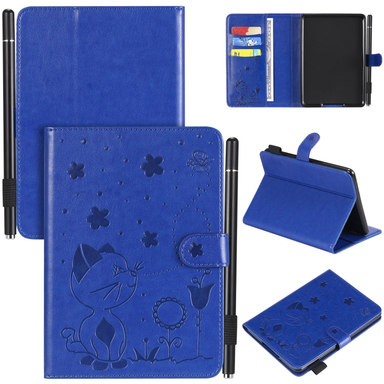 Cat Bee goffratura modello da tavolo antiurto per PC custodia protettiva orizzontale in pelle flip con slot per schede e portafogli e slot per penna e funzione sleep/sveglia, For Amazon Kindle Fire HD 10 (2015) / (2017)                                 ...