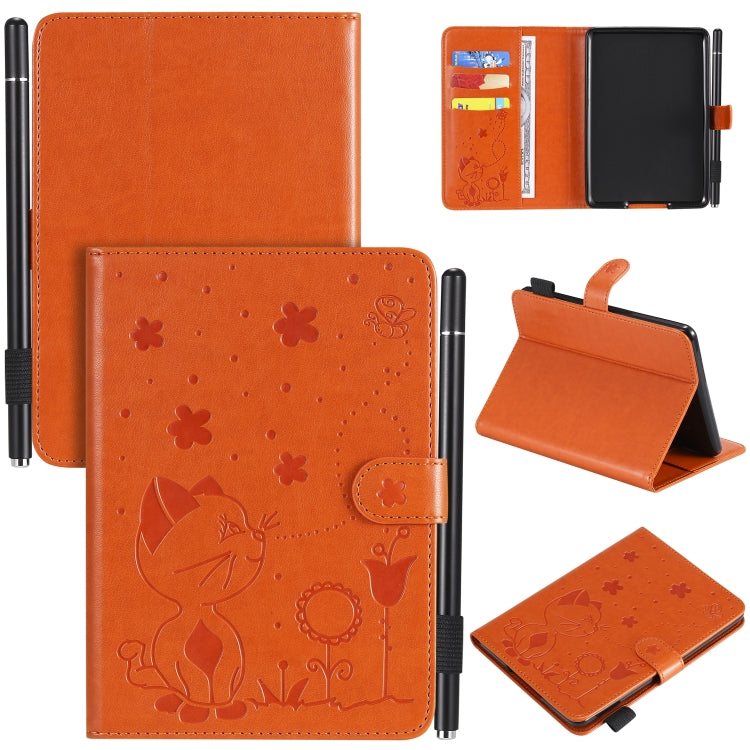 Cat Bee goffratura modello da tavolo antiurto per PC custodia protettiva orizzontale in pelle flip con slot per schede e portafogli e slot per penna e funzione sleep/sveglia, For Amazon Kindle Fire HD 10 (2015) / (2017)                                 ...