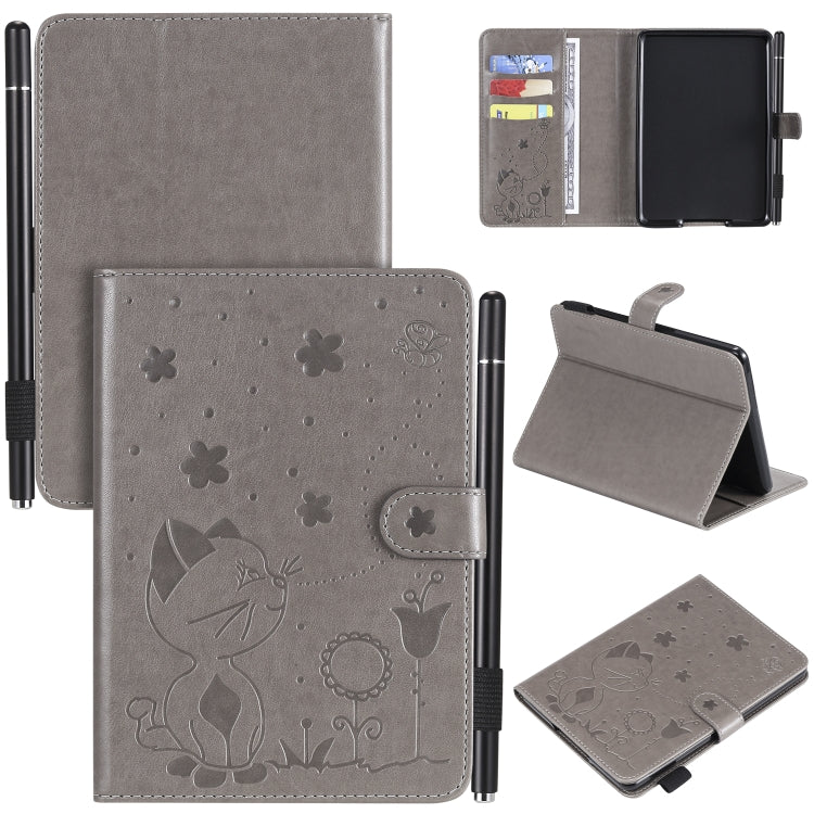 Cat Bee goffratura modello da tavolo antiurto per PC custodia protettiva orizzontale in pelle flip con slot per schede e portafogli e slot per penna e funzione sleep/sveglia, For Amazon Kindle Fire HD 10 (2015) / (2017)                                 ...