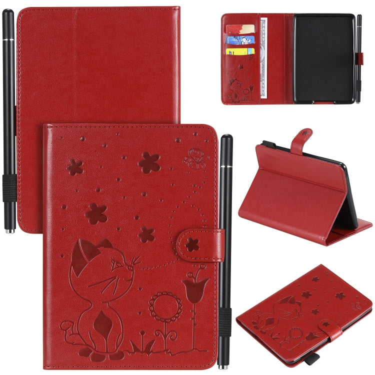 Cat Bee goffratura modello da tavolo antiurto per PC custodia protettiva orizzontale in pelle flip con slot per schede e portafogli e slot per penna e funzione sleep/sveglia, For Amazon Kindle Fire HD 10 (2015) / (2017)                                 ...