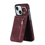 Custodia per telefono con slot per scheda RFID con anello retrò e cerniera, For iPhone 15