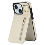 Custodia per telefono con slot per scheda RFID con anello retrò e cerniera, For iPhone 15