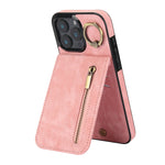 Custodia per telefono con slot per scheda RFID con anello retrò e cerniera, For iPhone 16 Pro, For iPhone 16 Plus, For iPhone 16