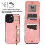 Custodia per telefono con slot per scheda RFID con anello retrò e cerniera, For iPhone 16 Pro, For iPhone 16 Plus, For iPhone 16