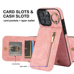 Custodia per telefono con slot per scheda RFID con anello retrò e cerniera, For iPhone 16 Pro, For iPhone 16 Plus, For iPhone 16