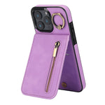 Custodia per telefono con slot per scheda RFID con anello retrò e cerniera, For iPhone 16 Pro, For iPhone 16 Plus, For iPhone 16