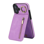 Custodia per telefono con slot per scheda RFID con anello retrò e cerniera, For iPhone 16 Pro, For iPhone 16 Plus, For iPhone 16