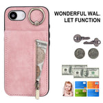 Custodia per telefono con slot per scheda RFID con anello retrò e cerniera, For iPhone 17e / 16e, For iPhone 17 Pro Max, For iPhone 17 Pro