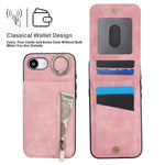 Custodia per telefono con slot per scheda RFID con anello retrò e cerniera, For iPhone 17e / 16e, For iPhone 17 Pro Max, For iPhone 17 Pro