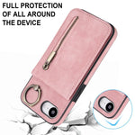 Custodia per telefono con slot per scheda RFID con anello retrò e cerniera, For iPhone 17e / 16e, For iPhone 17 Pro Max, For iPhone 17 Pro