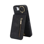 Custodia per telefono con slot per scheda RFID con anello retrò e cerniera, For iPhone 17e / 16e, For iPhone 17 Pro Max, For iPhone 17 Pro
