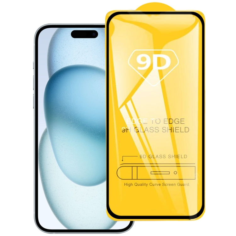 Pellicola in vetro temperato con schermo a colla completa 9D, For iPhone 16 Pro Max, For iPhone 16 Pro, For iPhone 16 Plus, For iPhone 16, For iPhone 15 Plus / 15 Pro Max, For iPhone 15 / 15 Pro
