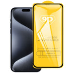 Pellicola in vetro temperato con schermo a colla completa 9D, For iPhone 16 Pro Max, For iPhone 16 Pro, For iPhone 16 Plus, For iPhone 16, For iPhone 15 Plus / 15 Pro Max, For iPhone 15 / 15 Pro