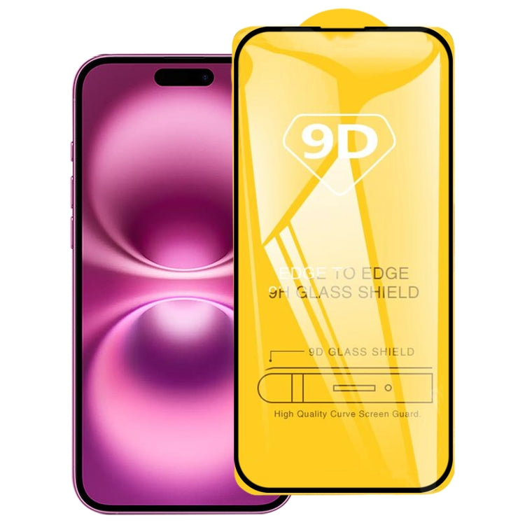 Pellicola in vetro temperato con schermo a colla completa 9D, For iPhone 16 Pro Max, For iPhone 16 Pro, For iPhone 16 Plus, For iPhone 16, For iPhone 15 Plus / 15 Pro Max, For iPhone 15 / 15 Pro