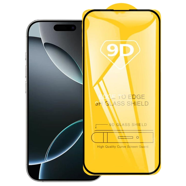 Pellicola in vetro temperato con schermo a colla completa 9D, For iPhone 16 Pro Max, For iPhone 16 Pro, For iPhone 16 Plus, For iPhone 16, For iPhone 15 Plus / 15 Pro Max, For iPhone 15 / 15 Pro