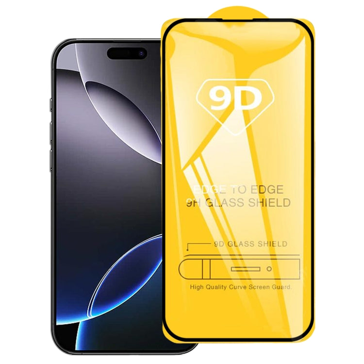 Pellicola in vetro temperato con schermo a colla completa 9D, For iPhone 16 Pro Max, For iPhone 16 Pro, For iPhone 16 Plus, For iPhone 16, For iPhone 15 Plus / 15 Pro Max, For iPhone 15 / 15 Pro