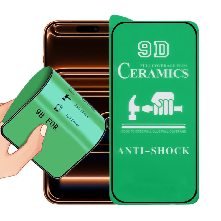 Pellicola ceramica a colla intera a schermo intero 9D, For iPhone 17 Pro Max, For iPhone 17 Pro, For iPhone 17, For iPhone Air, For iPhone 16 Pro Max, For iPhone 16 Pro, For iPhone 16 Plus, For iPhone 16, For iPhone 15 Pro Max, For iPhone 15 Pro       ...