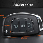 Per Hyundai Guscio chiave auto pieghevole a 3 pulsanti con bordo in metallo argentato, For Hyundai 3-button