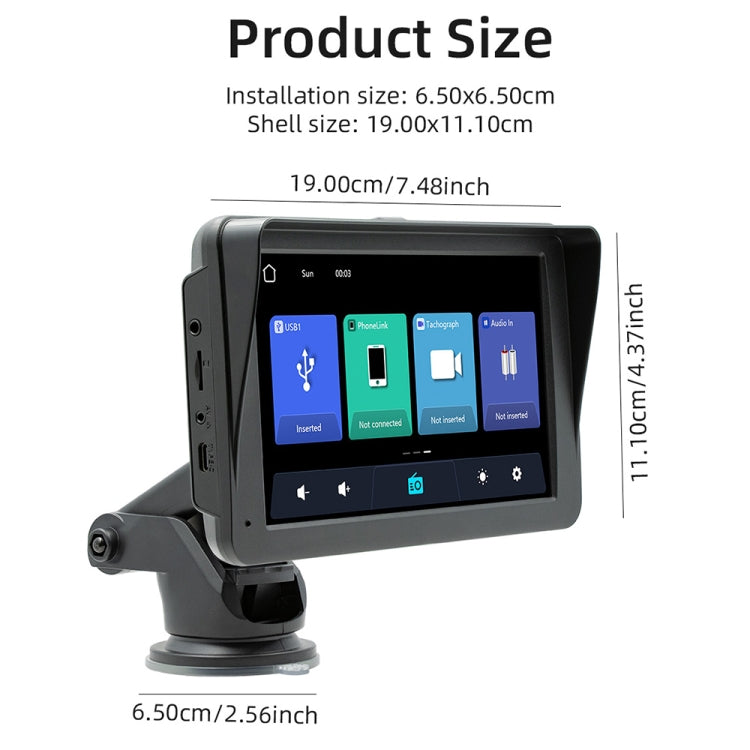 B5570 Lettore MP5 per auto stile parasole CarPlay wireless da 7 pollici, supporta l'interconnessione del telefono cellulare, B5570