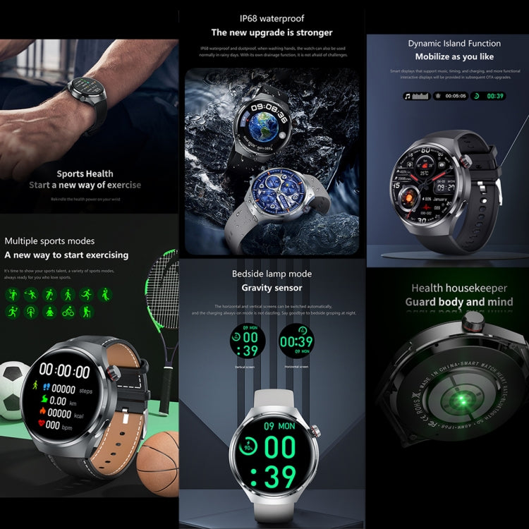 Bracciale intelligente GT4 Orologio intelligente da 1,53 pollici, supporto chiamata Bluetooth / NFC / frequenza cardiaca