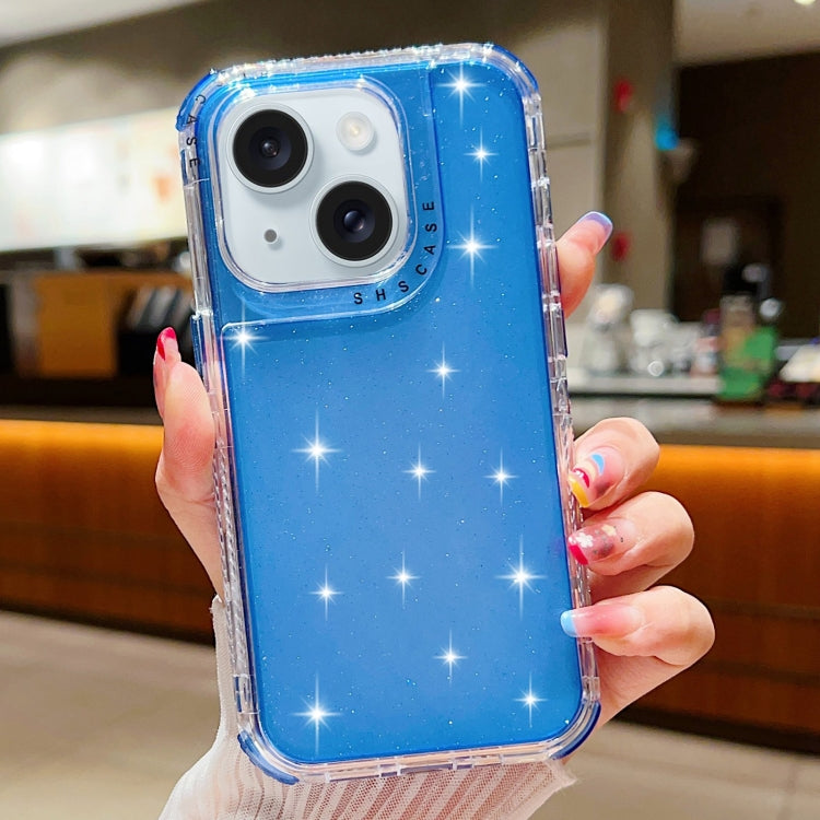 Custodia per telefono TPU + PC 3 in 1 con polvere glitterata, For iPhone 15 Plus, For iPhone 15