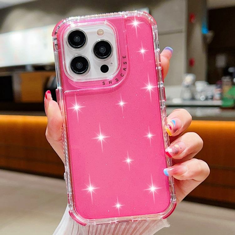 Custodia per telefono TPU + PC 3 in 1 con polvere glitterata, For iPhone 16 Pro Max, For iPhone 16 Pro, For iPhone 16 Plus, For iPhone 16, For iPhone 15 Pro Max, For iPhone 15 Pro