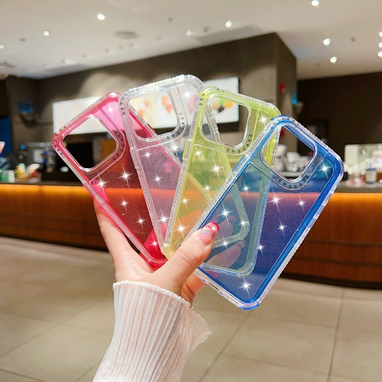 Custodia per telefono TPU + PC 3 in 1 con polvere glitterata, For iPhone 15 Plus, For iPhone 15