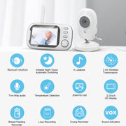 ABM600 Telecamera di sicurezza per baby monitor con visione notturna video wireless da 3,5 pollici, ABM600