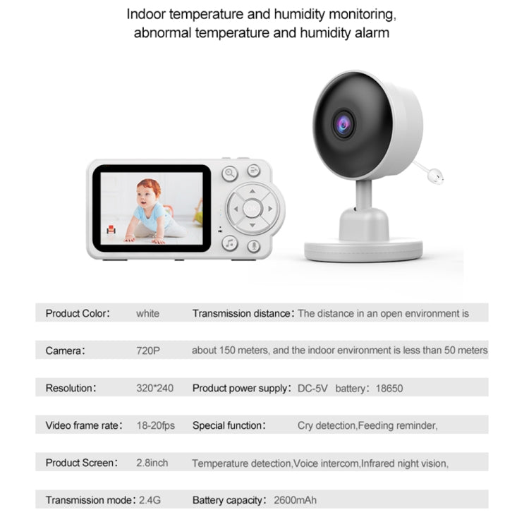 Telecamera baby monitor wireless 2,8" con visione notturna