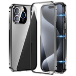 Custodia magnetica per telefono in vetro temperato HD con doppia fibbia, For iPhone 16 Plus, For iPhone 16, For iPhone 15 Pro Max, For iPhone 15 Pro