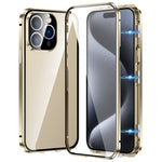 Custodia magnetica per telefono in vetro temperato HD con doppia fibbia, For iPhone 16 Plus, For iPhone 16, For iPhone 15 Pro Max, For iPhone 15 Pro
