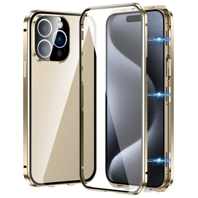 Custodia magnetica per telefono in vetro temperato HD con doppia fibbia, For iPhone 16 Plus, For iPhone 16, For iPhone 15 Pro Max, For iPhone 15 Pro