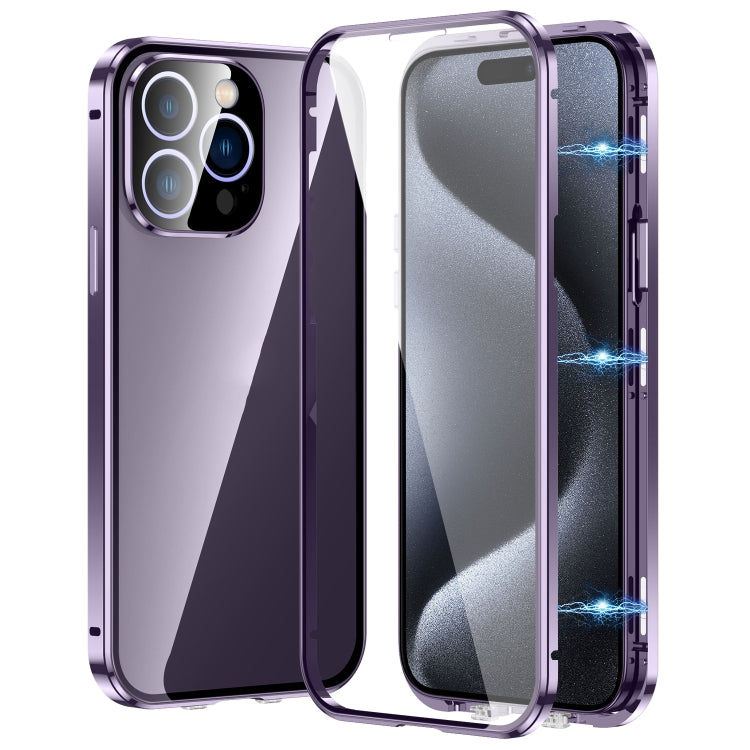 Custodia magnetica per telefono in vetro temperato HD con doppia fibbia, For iPhone 16 Plus, For iPhone 16, For iPhone 15 Pro Max, For iPhone 15 Pro