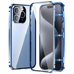 Custodia magnetica per telefono in vetro temperato HD con doppia fibbia, For iPhone 16 Plus, For iPhone 16, For iPhone 15 Pro Max, For iPhone 15 Pro